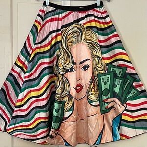 Denimland Pop Art Women's Midi Skirt. A great Vintage vibe. Elastic at Waist L